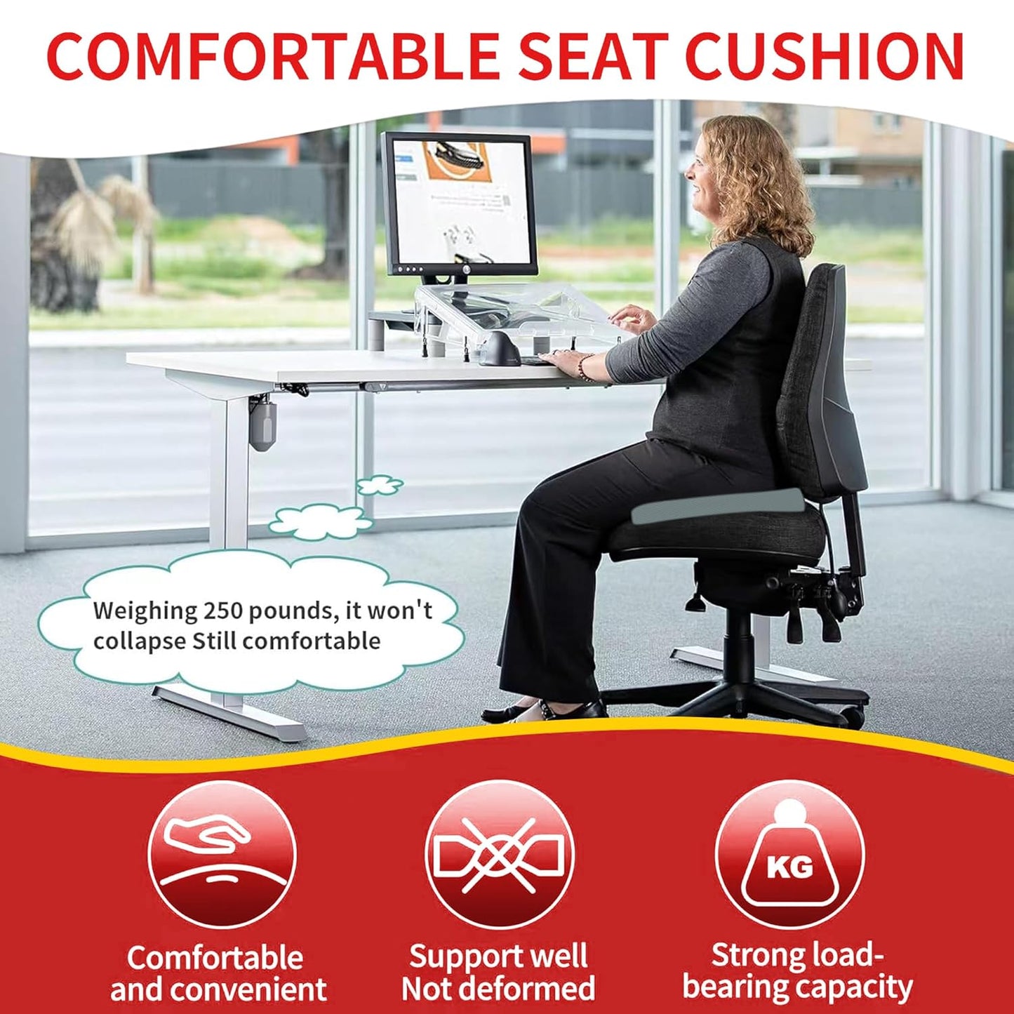 ADDMAX Orthopedic Coccyx Seat Cushion (High Density Memory Foam) for Hip, Tailbone, Sciatica Pain Relief