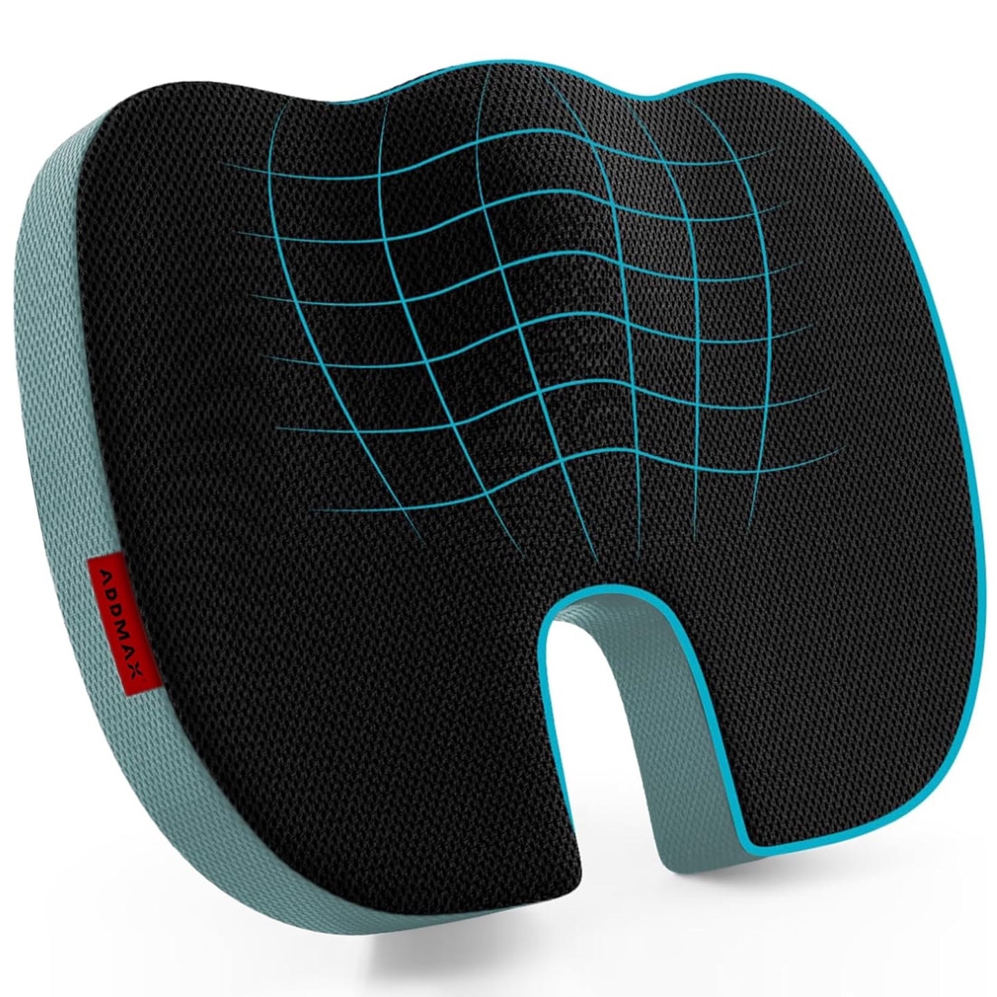 ADDMAX Orthopedic Coccyx Seat Cushion (High Density Memory Foam) for Hip, Tailbone, Sciatica Pain Relief